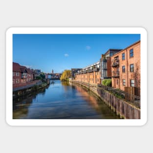 Waterside apartments and flats along the River Wensum Sticker